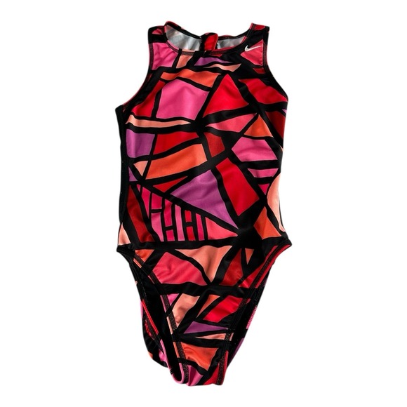Nike Other - Nike Swim One Piece‎ Modern Cut Zip Back Multicolor Block Print Size 32/6